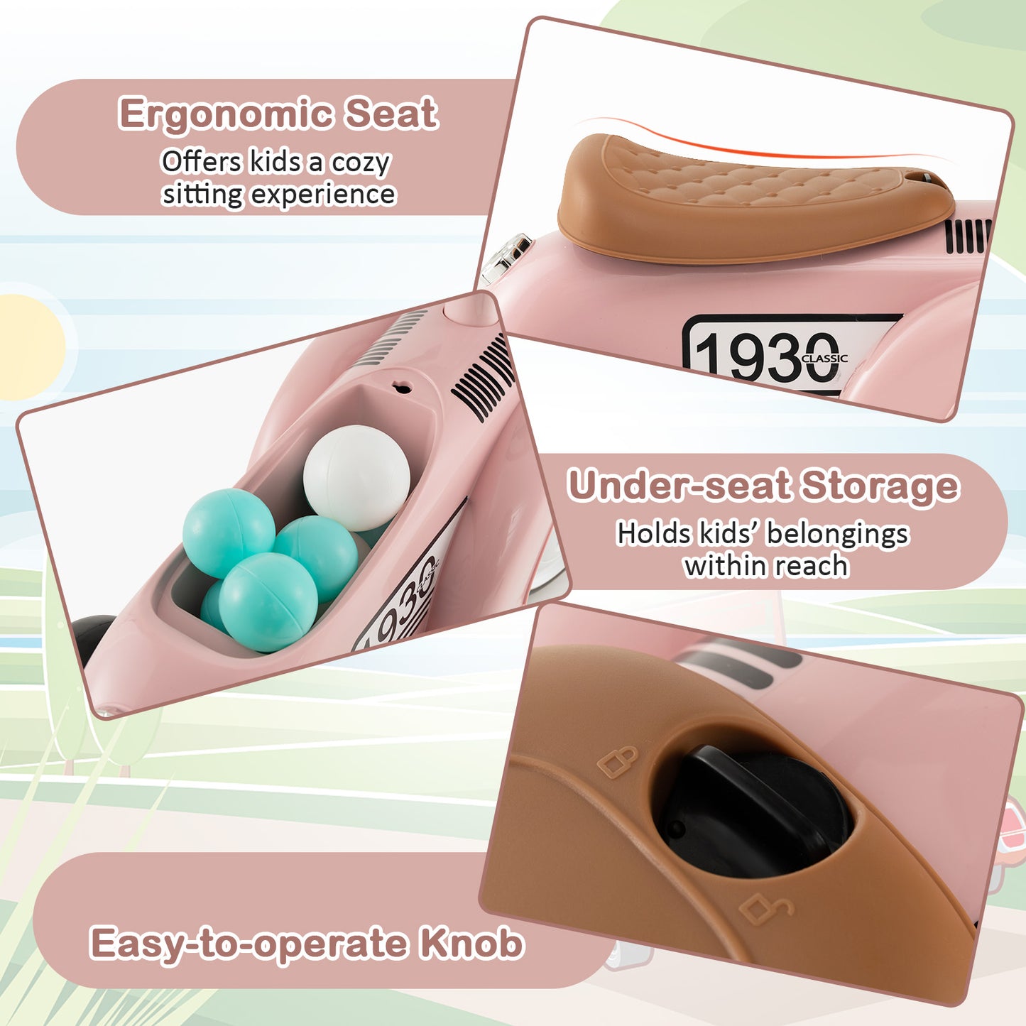 Kids Sit To Stand Vehicle, Working Steering Wheel, Under Seat Storage, Pink Push & Pedal Ride On Toys at Gallery Canada