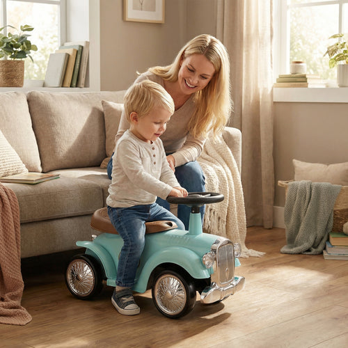 Kids Sit To Stand Vehicle, Working Steering Wheel, Under Seat Storage, Green