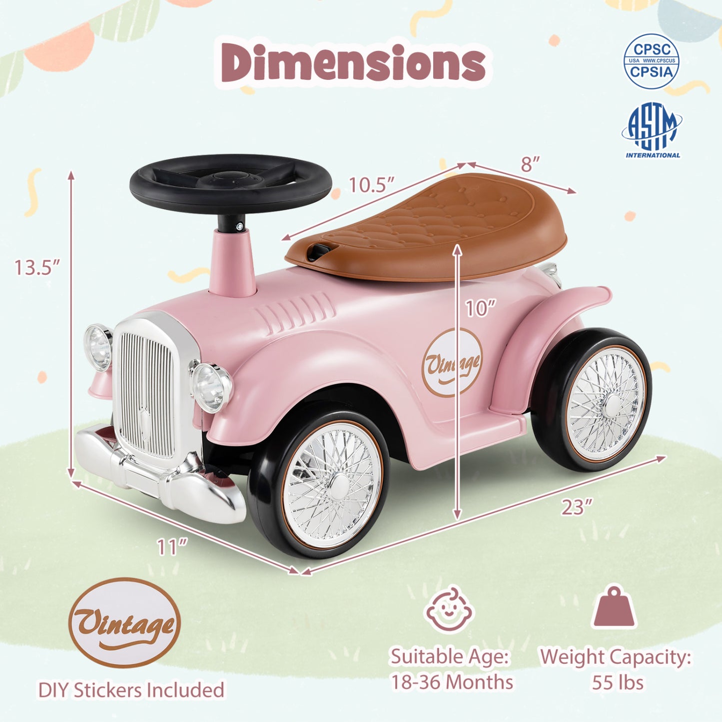 Kids Sit To Stand Vehicle, Working Steering Wheel, Under Seat Storage, Pink Push & Pedal Ride On Toys at Gallery Canada