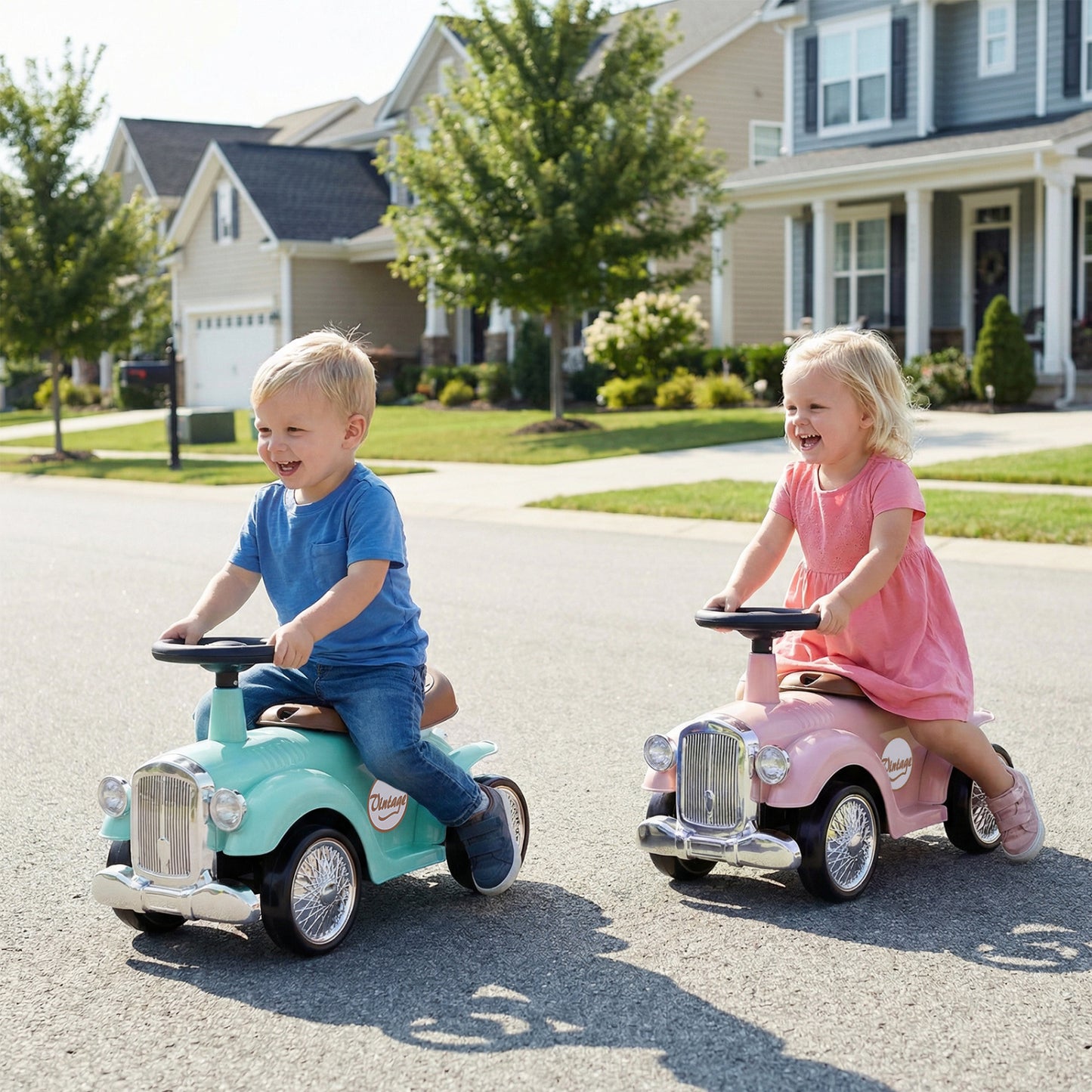 Kids Sit To Stand Vehicle, Working Steering Wheel, Under Seat Storage, Pink Push & Pedal Ride On Toys at Gallery Canada