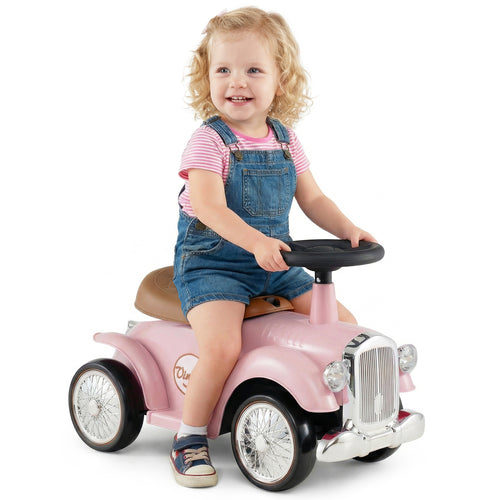 Kids Sit To Stand Vehicle, Working Steering Wheel, Under Seat Storage, Pink