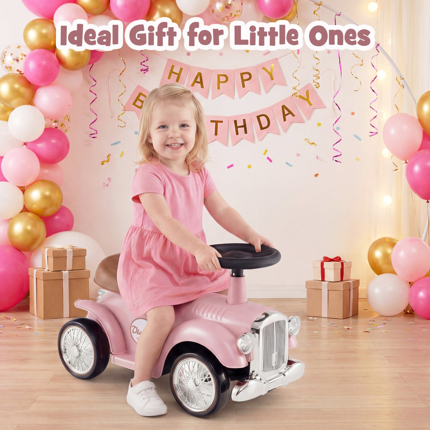 Kids Sit To Stand Vehicle, Working Steering Wheel, Under Seat Storage, Pink Push & Pedal Ride On Toys at Gallery Canada