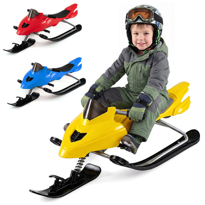 Luge de course pour enfants avec freins, cordes de remorquage, jaune