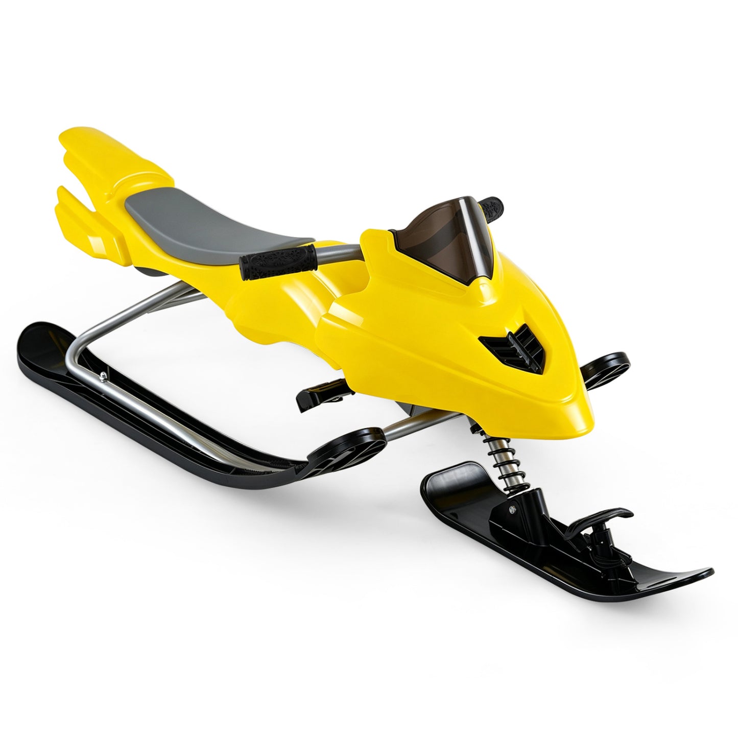 Luge de course pour enfants avec freins, cordes de remorquage, jaune