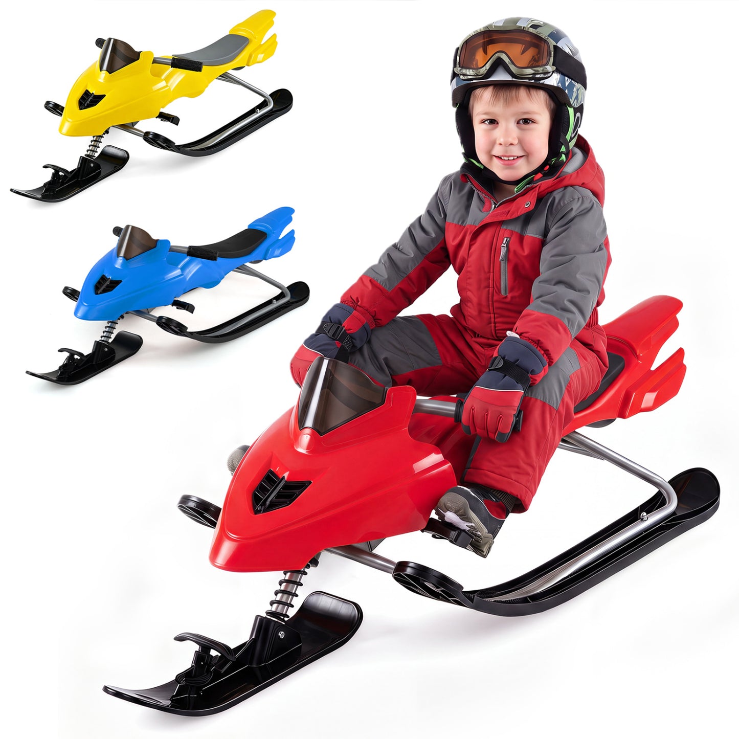 Luge de course pour enfants avec freins, rouge