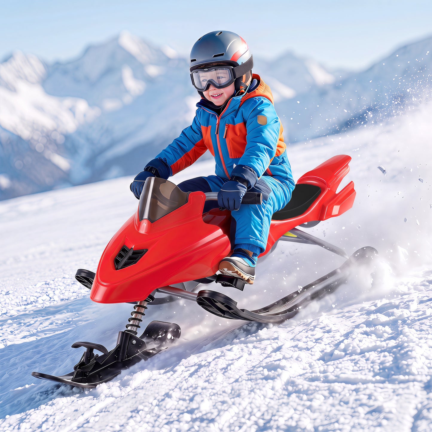 Luge de course pour enfants avec freins, rouge