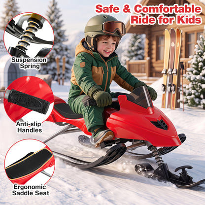 Luge de course pour enfants avec freins, rouge