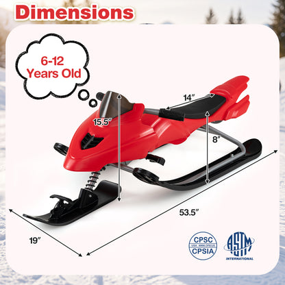 Luge de course pour enfants avec freins, rouge