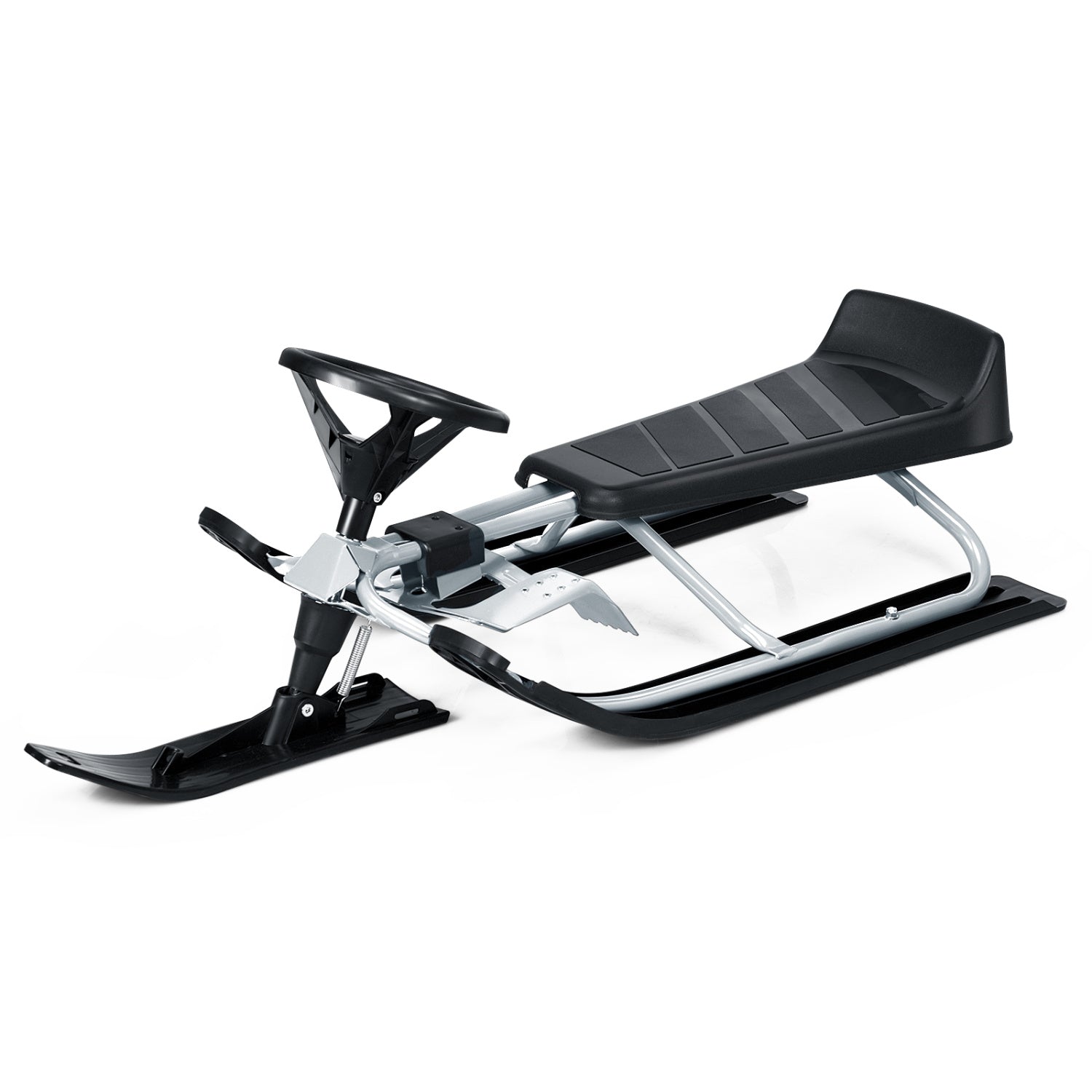 Kids Snow Sled With Steering Wheel, Double Brakes, Pull Rope, Black Winter Sports & Activities at Gallery Canada