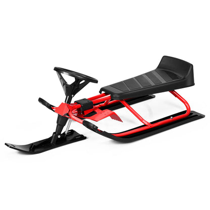 Kids Snow Sled With Steering Wheel, Double Brakes, Pull Rope, Red Winter Sports & Activities at Gallery Canada
