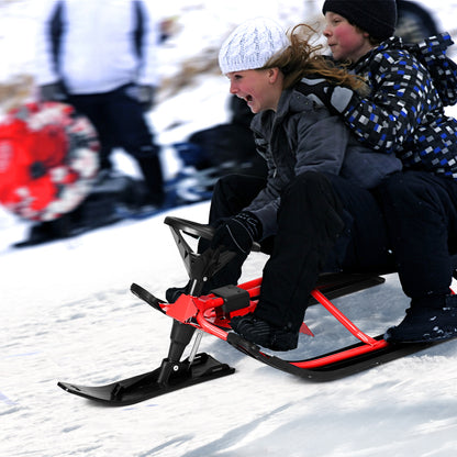 Kids Snow Sled With Steering Wheel, Double Brakes, Pull Rope, Red Winter Sports & Activities at Gallery Canada