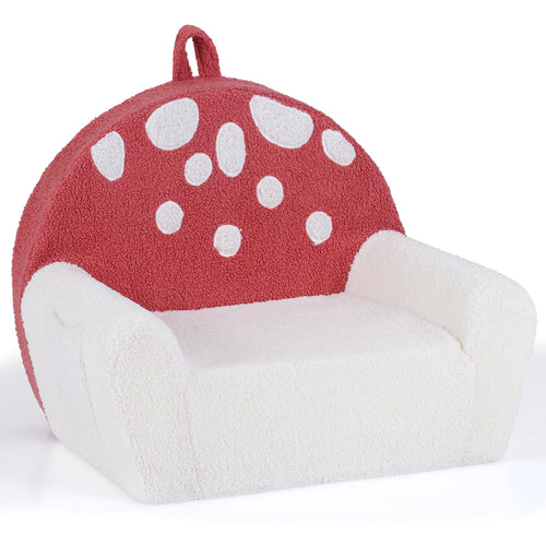 Kids Sofa Toddler Foam Couch, Soft Fleece Fabric Cover, Red, Beige