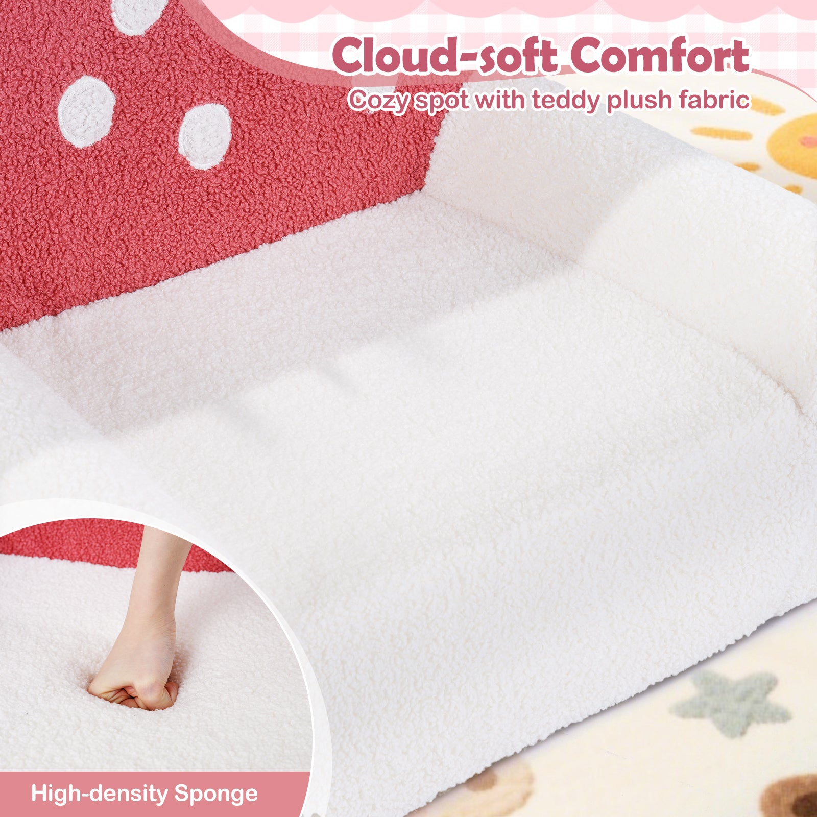 Kids Sofa Toddler Foam Couch, Soft Fleece Fabric Cover, Red, Beige Kids Chairs & Seating at Gallery Canada