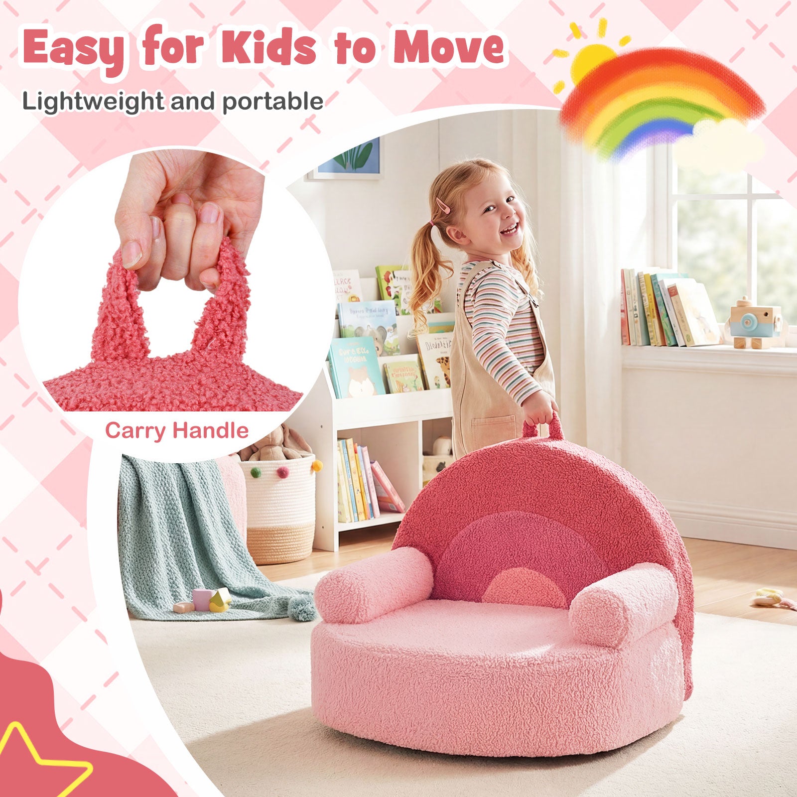 Kids Sofa, Toddler Foam Couch, Soft Fleece Fabric, Pink Kids Chairs & Seating at Gallery Canada
