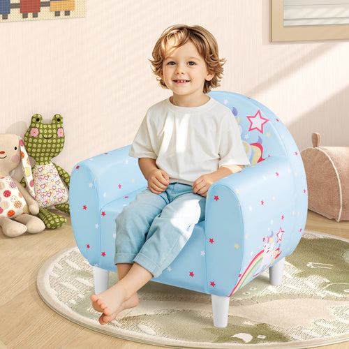 Kids Sofa with Breathable Spandex Fabric and High-density Sponge Filling for Boys and Girls, Blue