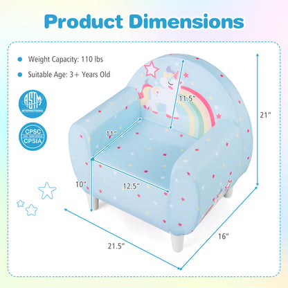 Kids Sofa with Breathable Spandex Fabric and High-density Sponge Filling for Boys and Girls, Blue Kids Chairs & Seating at Gallery Canada