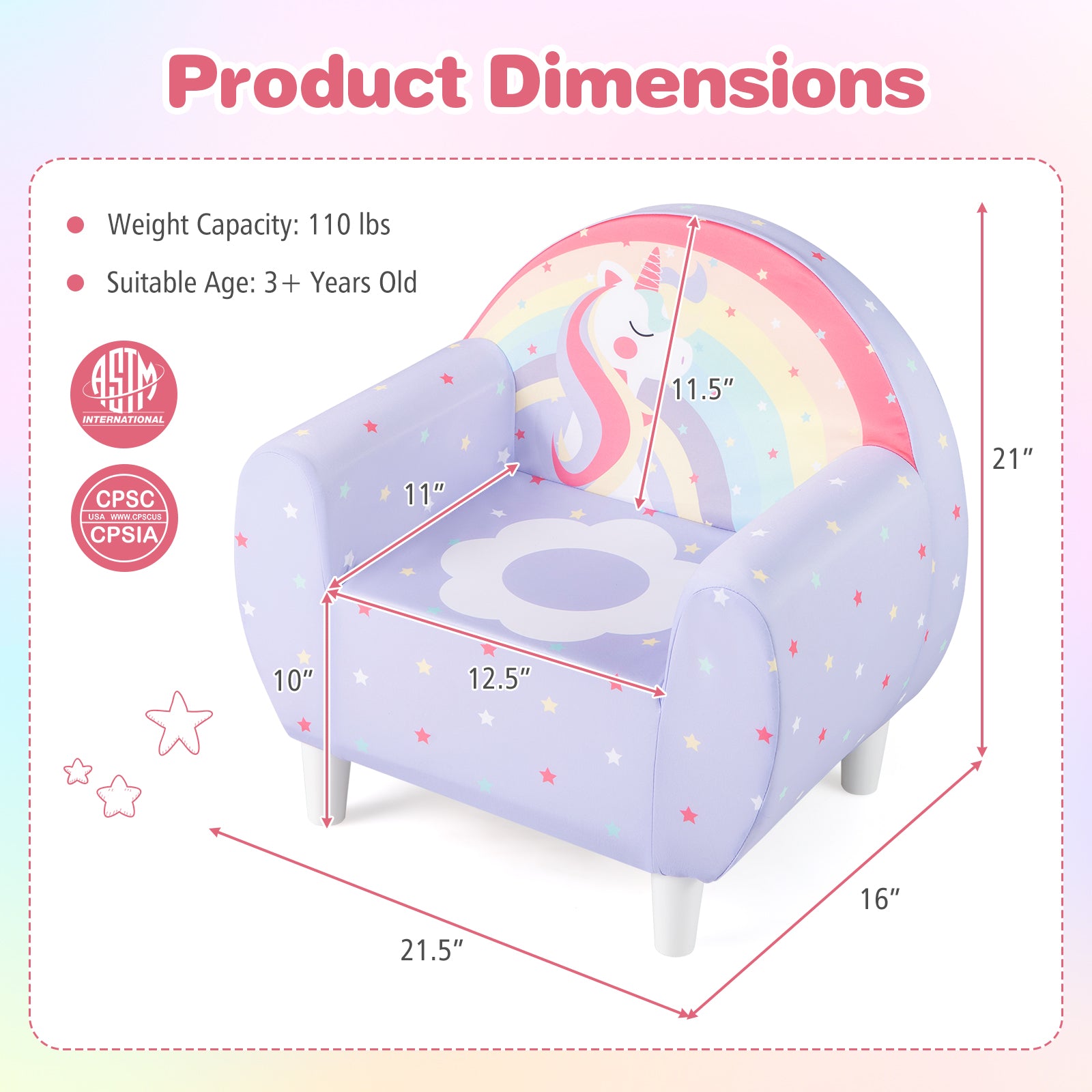Kids Sofa with Breathable Spandex Fabric and High-density Sponge Filling for Boys and Girls, Purple Kids Chairs & Seating at Gallery Canada