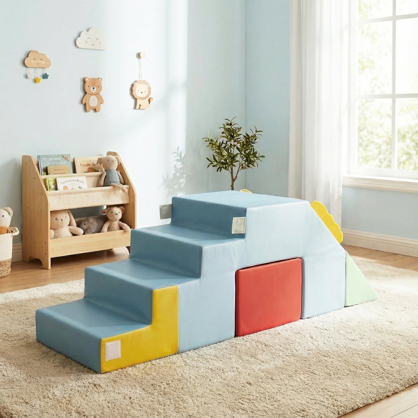 Kids Soft Foam Blocks, Velvet Covers, Convertible Table Chair Set, Blue Climbers & Slides at Gallery Canada