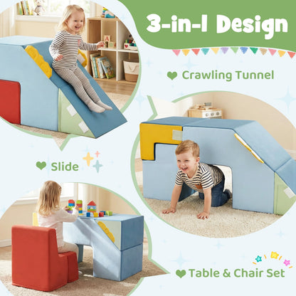 Kids Soft Foam Blocks, Velvet Covers, Convertible Table Chair Set, Blue Climbers & Slides at Gallery Canada