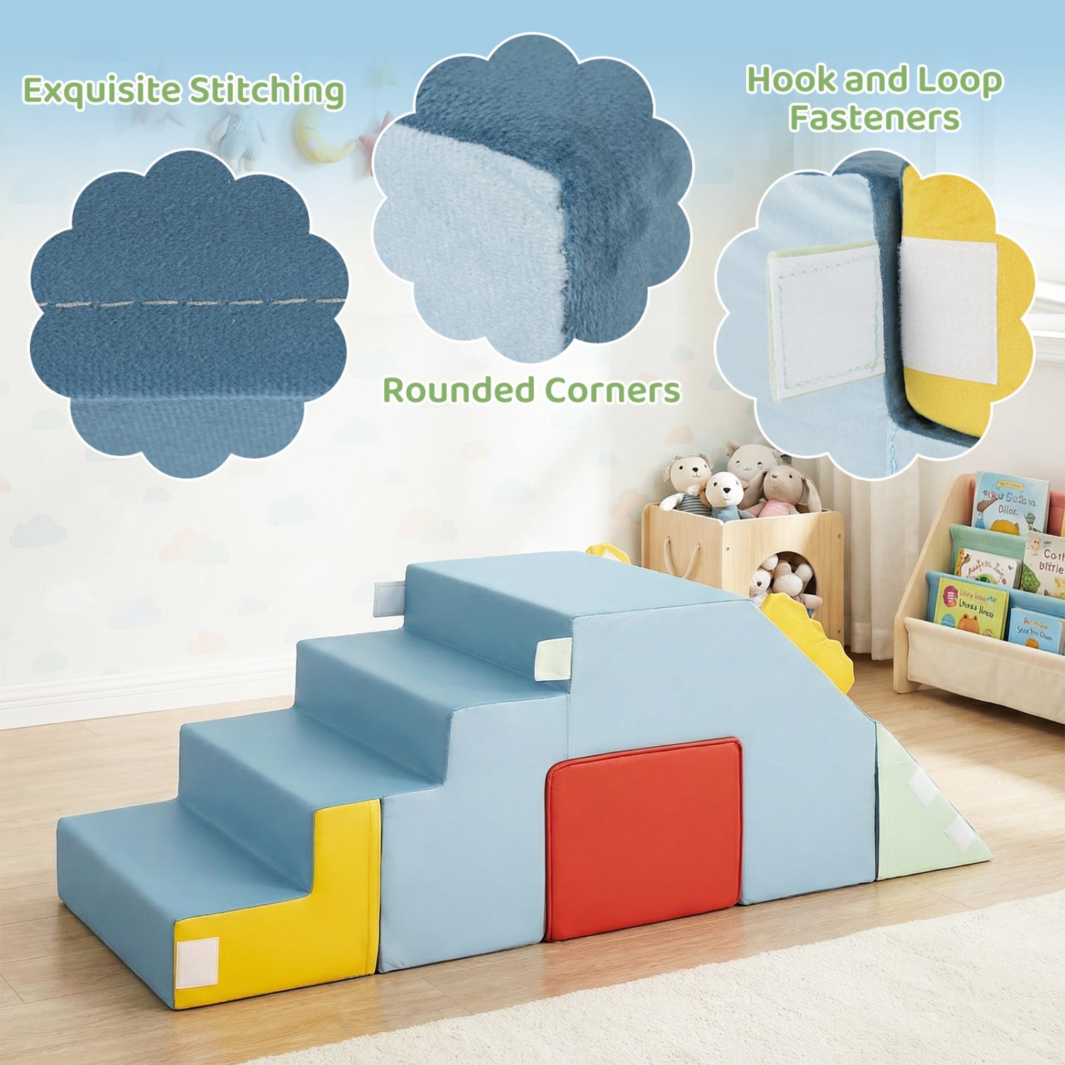 Kids Soft Foam Blocks, Velvet Covers, Convertible Table Chair Set, Blue Climbers & Slides at Gallery Canada