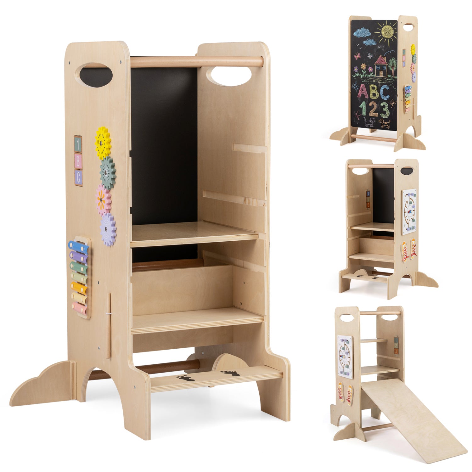 Kids Standing Tower with Detachable Chalkboard and Montessori Games for 3+ Years Old Toddler & Kids Furniture at Gallery Canada