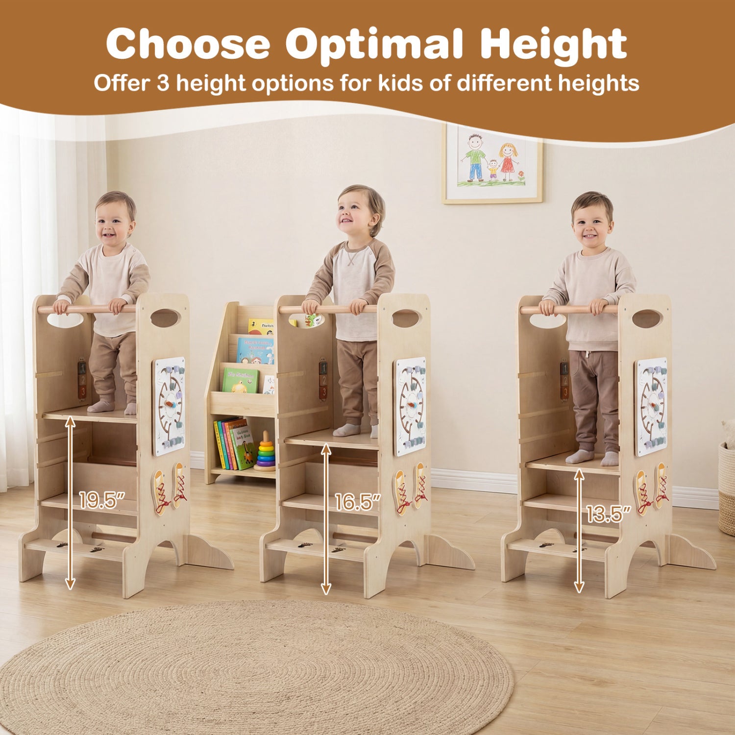 Kids Standing Tower with Detachable Chalkboard and Montessori Games for 3+ Years Old Toddler & Kids Furniture at Gallery Canada