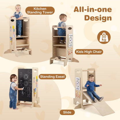 Kids Standing Tower with Detachable Chalkboard and Montessori Games for 3+ Years Old Toddler & Kids Furniture at Gallery Canada