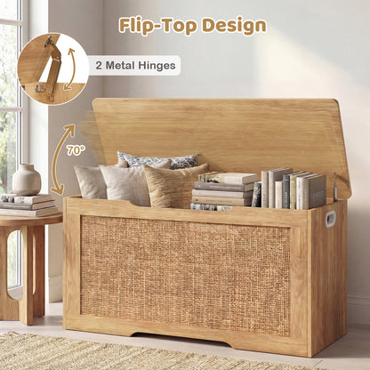 Kids Storage Bench, 40 Inch Toy Box, Flip Top, Handles, Natural Kids Storage at Gallery Canada
