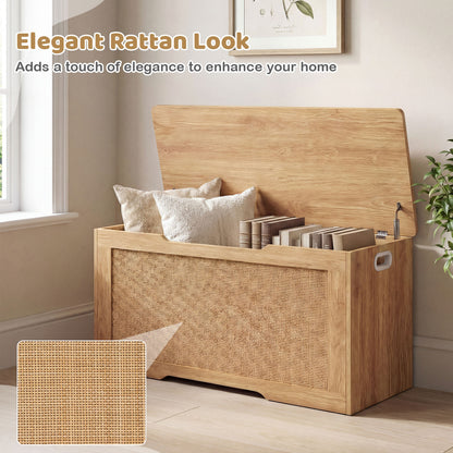 Kids Storage Bench, 40 Inch Toy Box, Flip Top, Handles, Natural Kids Storage at Gallery Canada