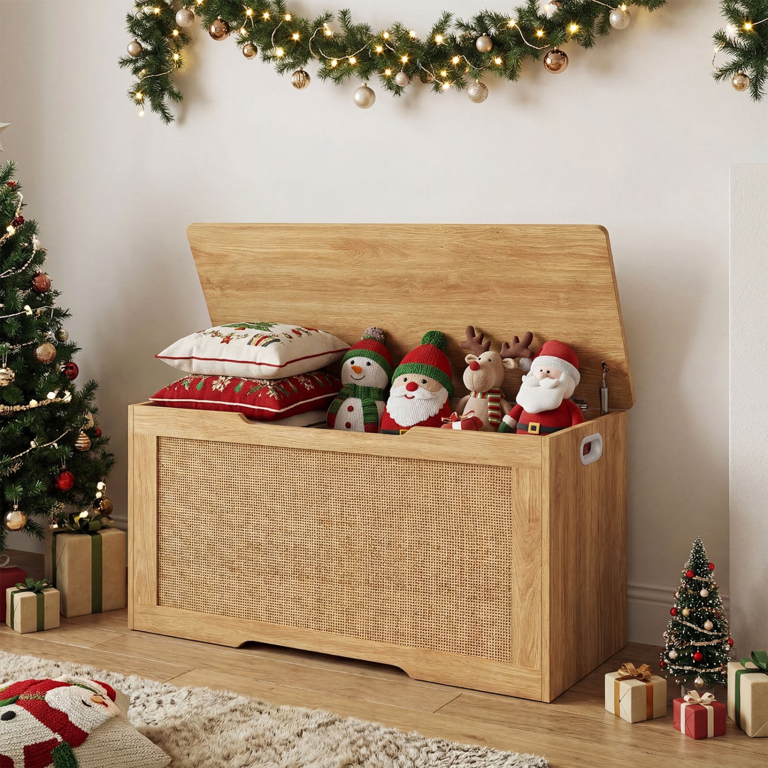 Kids Storage Bench, 40 Inch Toy Box, Flip Top, Handles, Natural Kids Storage at Gallery Canada
