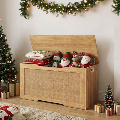 Kids Storage Bench, 40 Inch Toy Box, Flip Top, Handles, Natural Kids Storage at Gallery Canada