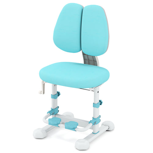Kids Study Chair, Adjustable Double Backrest, Footrest, Blue