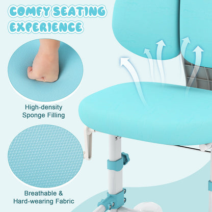 Kids Study Chair with Adjustable Double Backrest and Footrest, Blue Kids Chairs & Seating at Gallery Canada