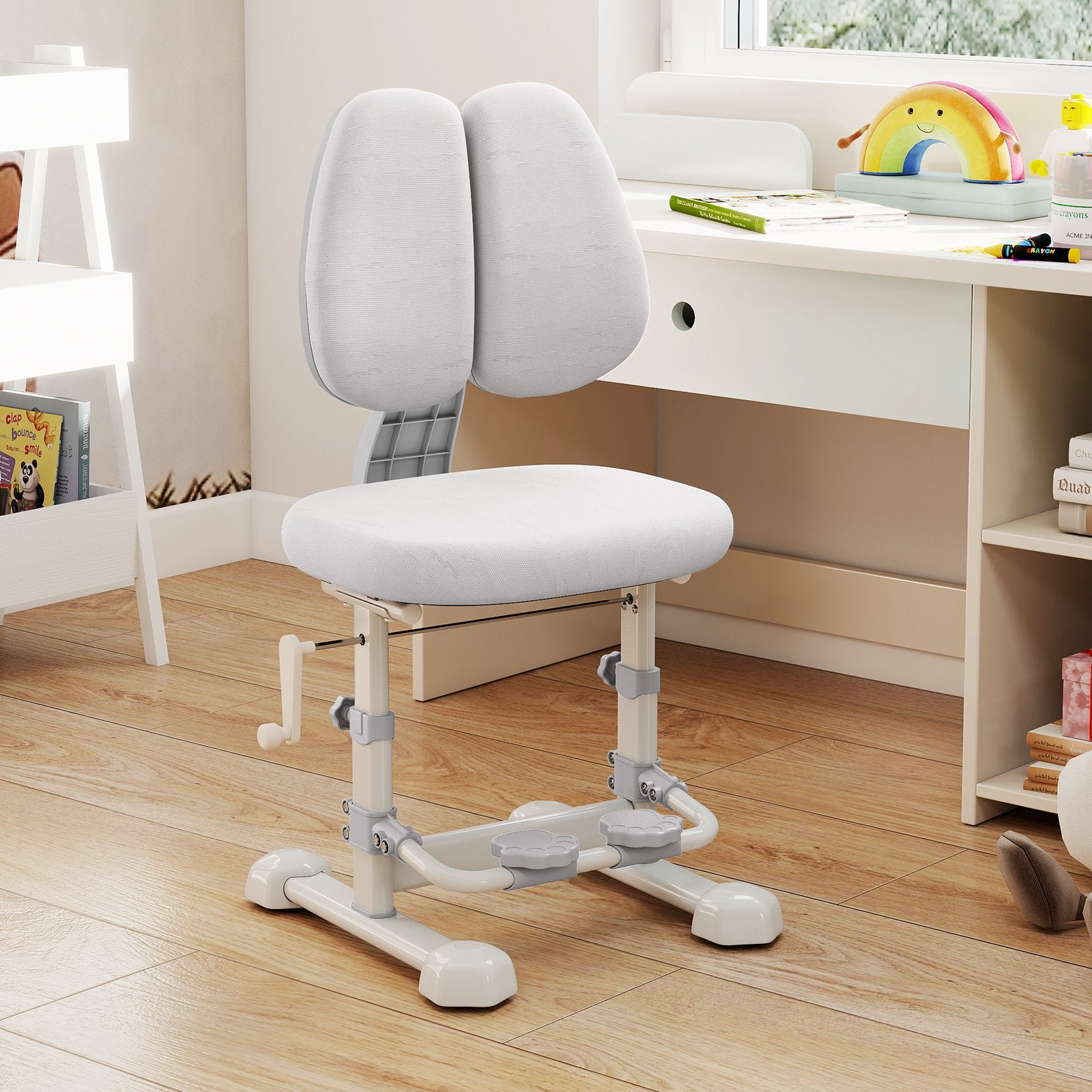 Kids Study Chair with Adjustable Double Backrest and Footrest, Gray Kids Chairs & Seating at Gallery Canada