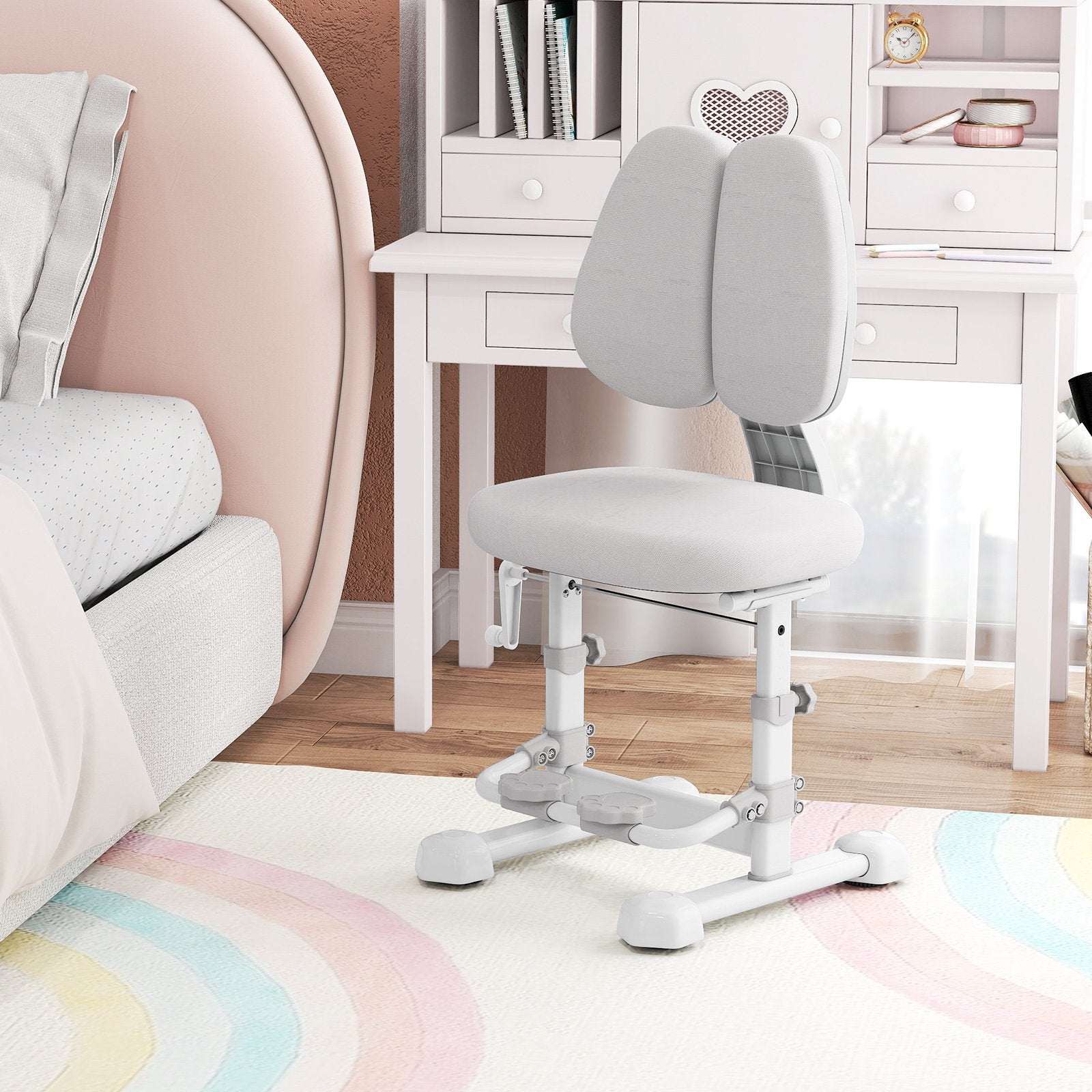Kids Study Chair with Adjustable Double Backrest and Footrest, Gray Kids Chairs & Seating at Gallery Canada