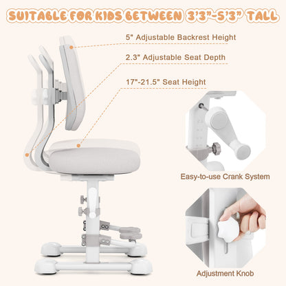Kids Study Chair with Adjustable Double Backrest and Footrest, Gray Kids Chairs & Seating at Gallery Canada