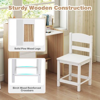 Kids Study Desk And Chair Set, Wooden, With Hutch And Storage Shelf, Natural Kids Table & Chair Sets at Gallery Canada