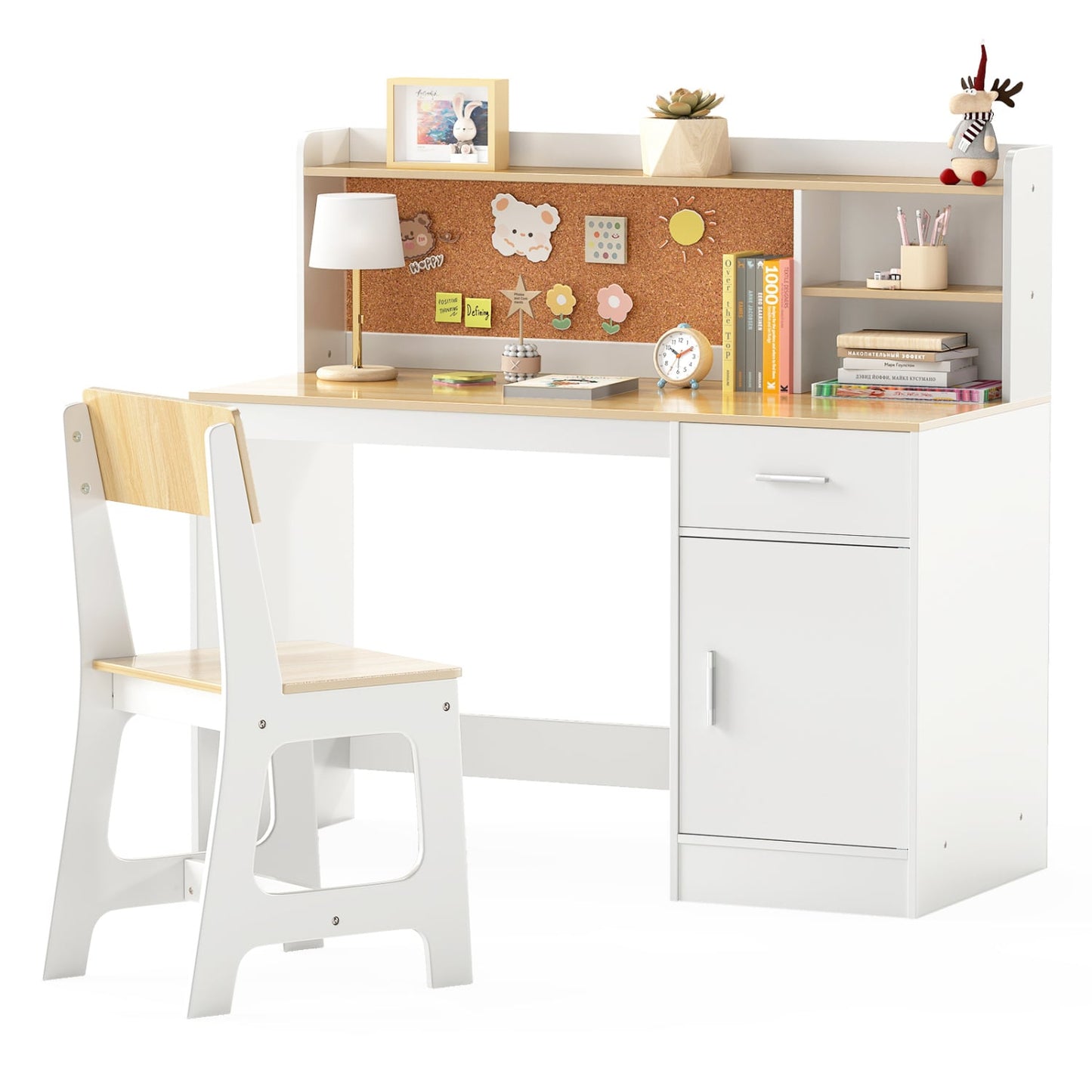 Kids Study Desk And Chair Set, Natural