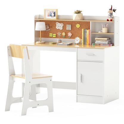 Kids Study Desk And Chair Set, Natural