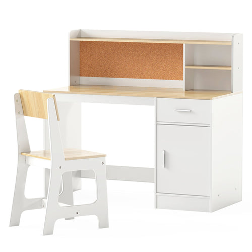 Kids Study Desk And Chair Set, Natural
