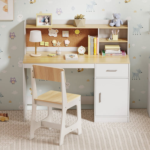 Kids Study Desk And Chair Set, Natural