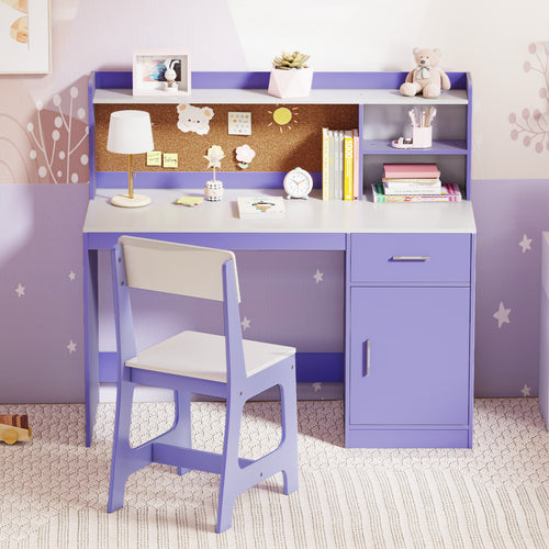 Kids Study Desk And Chair Set, Purple
