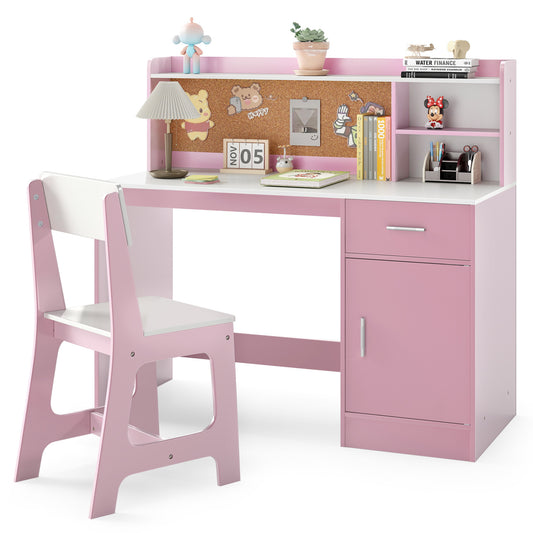 Kids Study Desk and Chair Set Student Table and Chair-White + Pink, White & Pink Kids Table & Chair Sets White & Pink at Gallery Canada