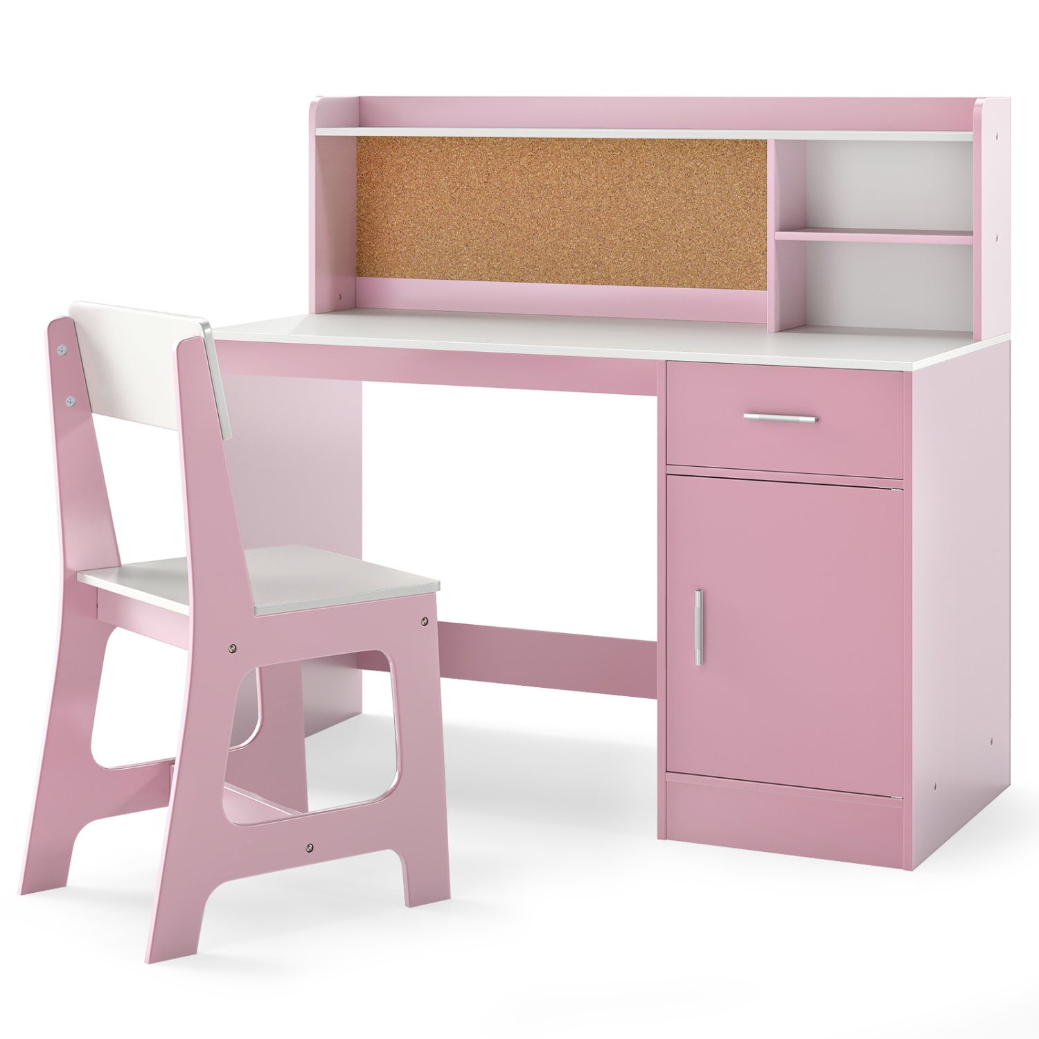 Kids Study Desk and Chair Set Student Table and Chair-White + Pink, White & Pink Kids Table & Chair Sets at Gallery Canada