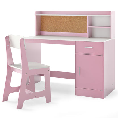 Kids Study Desk and Chair Set Student Table and Chair-White + Pink, White & Pink Kids Table & Chair Sets at Gallery Canada