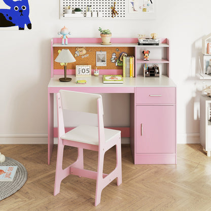 Kids Study Desk and Chair Set Student Table and Chair-White + Pink, White & Pink Kids Table & Chair Sets at Gallery Canada