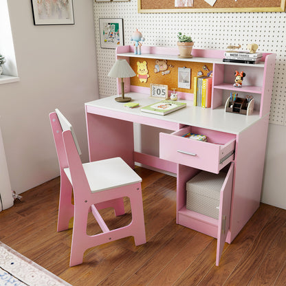 Kids Study Desk and Chair Set Student Table and Chair-White + Pink, White & Pink Kids Table & Chair Sets at Gallery Canada