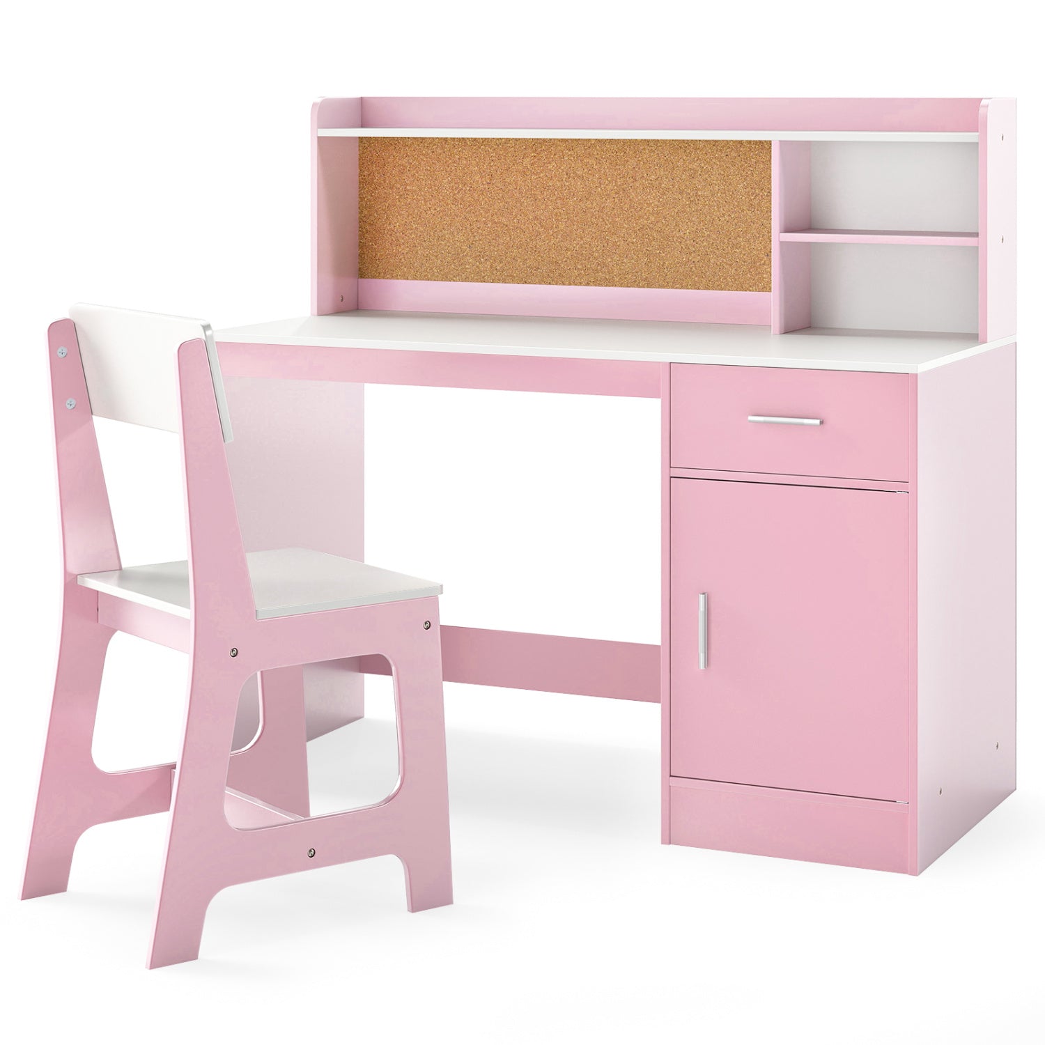 Kids Study Desk and Chair Set Student Table and Chair-White + Pink, White & Pink Kids Table & Chair Sets at Gallery Canada