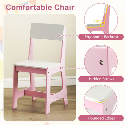 Kids Study Desk and Chair Set Student Table and Chair-White + Pink, White & Pink Kids Table & Chair Sets at Gallery Canada