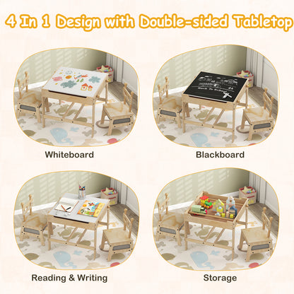 Kids Table and Chairs Set with Reversible Whiteboard-Robot-shaped Kids Table & Chair Sets at Gallery Canada